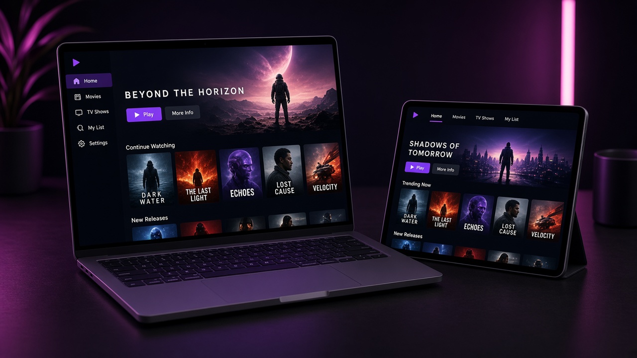 Streaming dashboard on a laptop and tablet